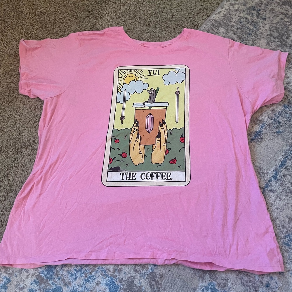 Pink Graphic Tee with Tarot Design